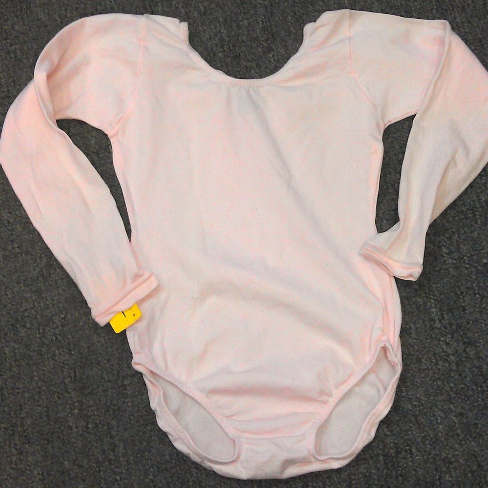 Capezio 134C Girl's Light Pink Large (12-14) Long Sleeve Leotard w/ Defects